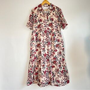 Wayward Fancies eShakti Floral Tiered Midi‎ Dress Size M Cotton Pockets Boho